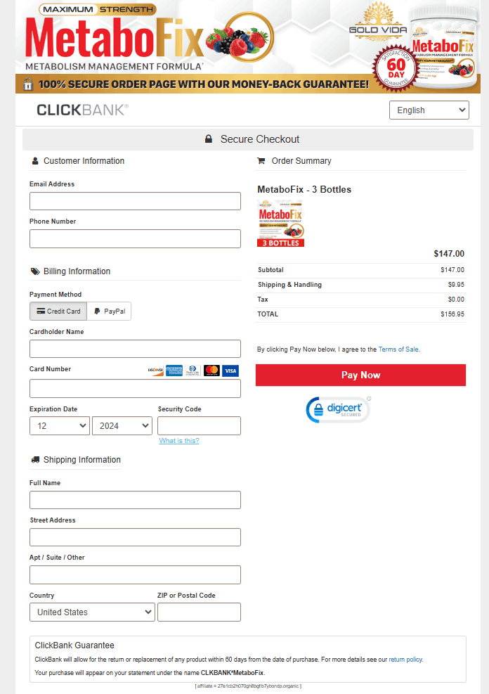 MetaboFix Checkout